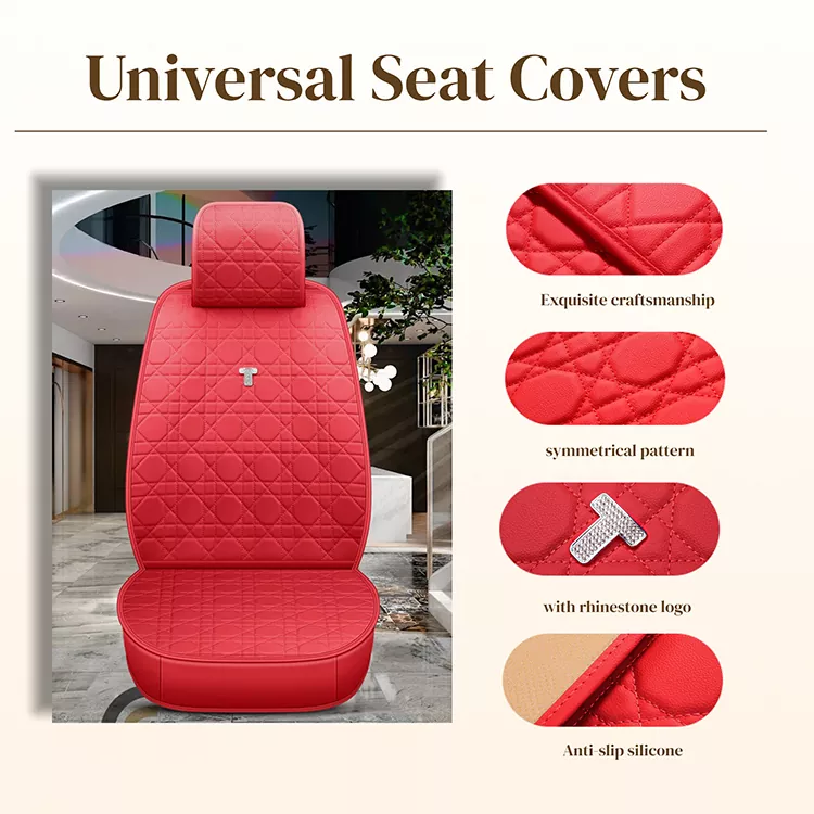 Universal Full Coverage Leather Seat Covers with Rhinestones