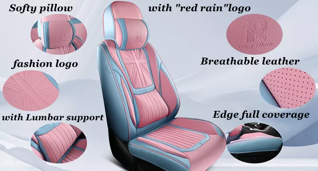 front leather car seat cover with head pillow and lumbar support
